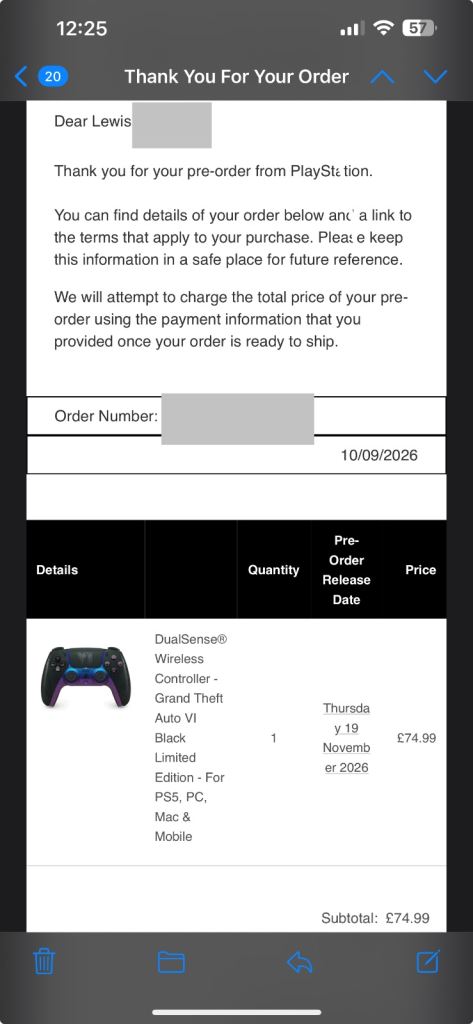 GTA VI Black Limited Edition PS5 Controller 