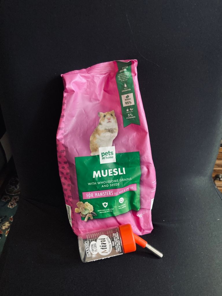 Pets at Home Hamster Muesli & Mini Water Bottle - New