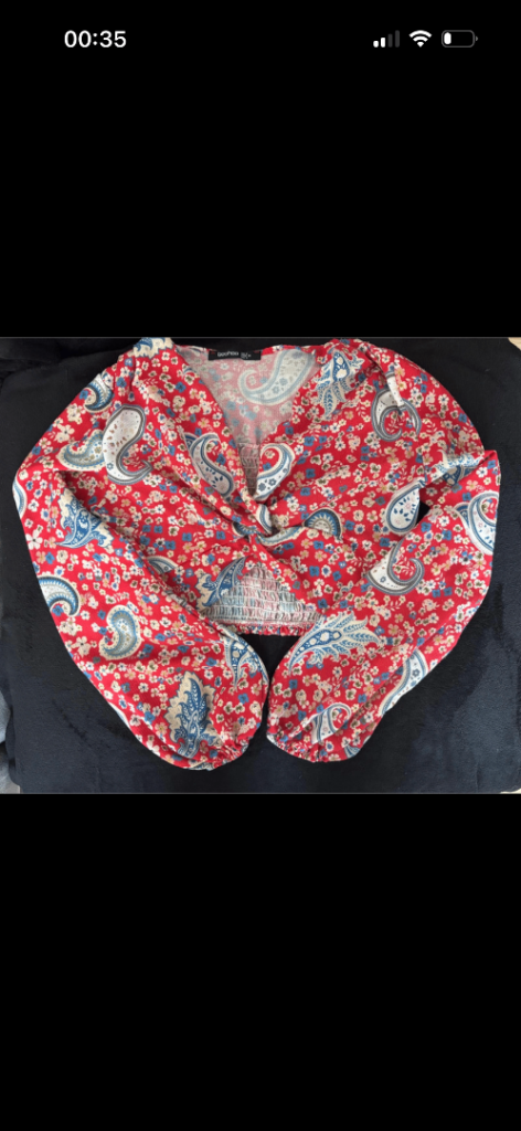Boohoo Blouse with Red Paisley Print
