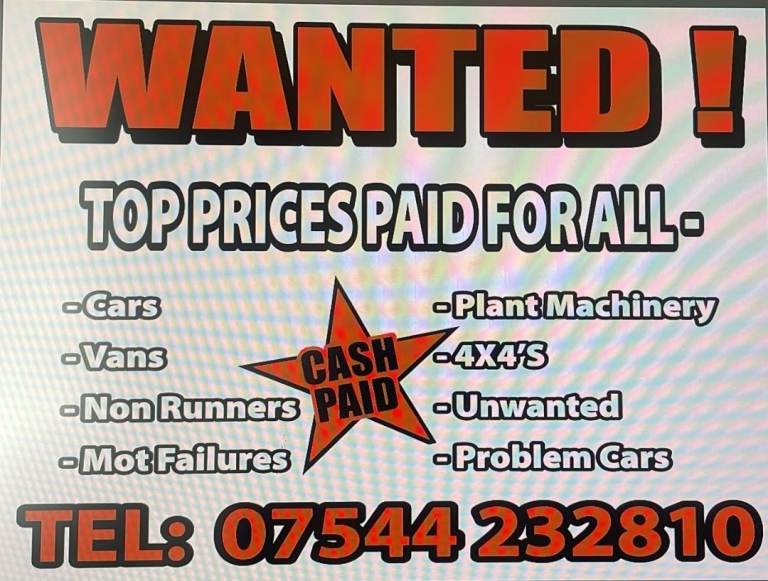 ALL CARS,VANS,4X4 WANTED 