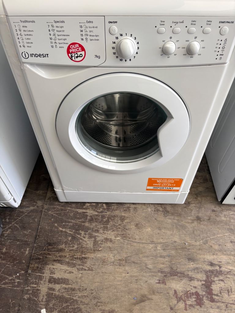 Indesit 7kg Washing Machine – White, Good Condition