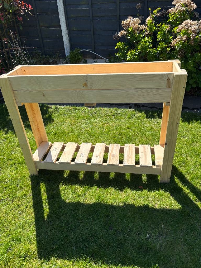 New Wooden Garden Planter with Shelf