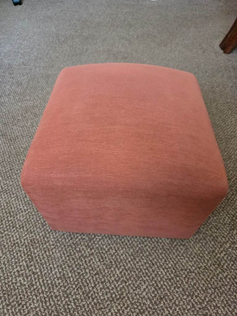 Pink Fabric Footstool / Pouffe – Good Condition