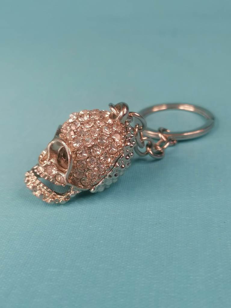Brand new, Skull Keychain with Cubic Zirconia Rhinestones