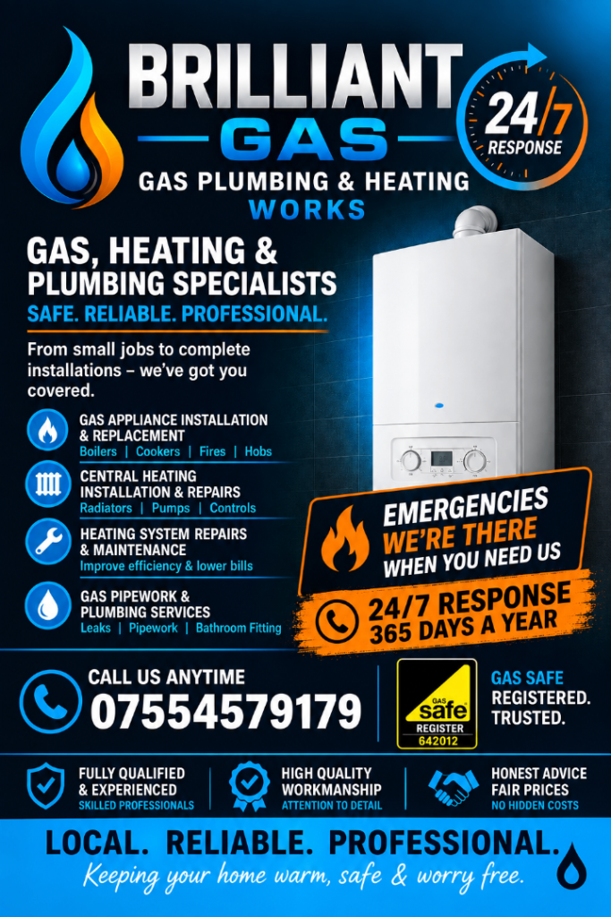 Brilliant Gas- heating and plumbing. Emergencies 24/7