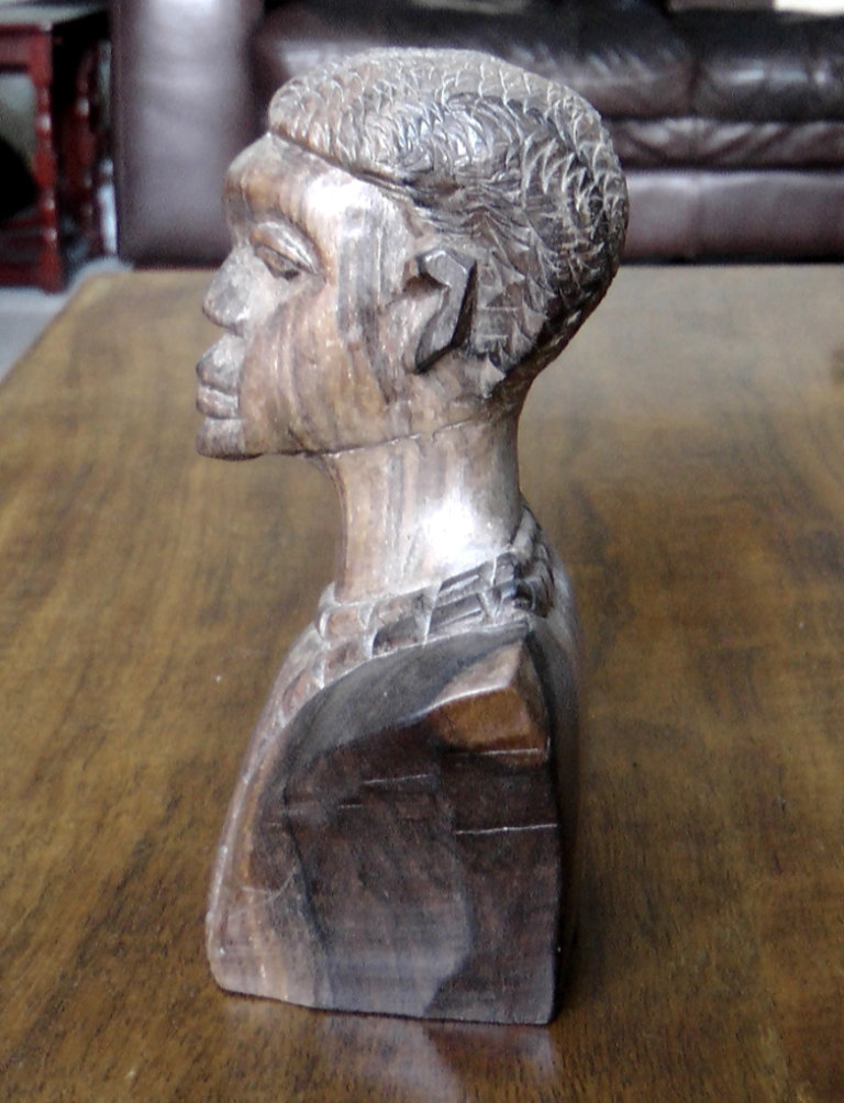 3 Vintage African Solid Hardwood Figure Busts - 2 Male (16cm) & 1 Female (18cm)