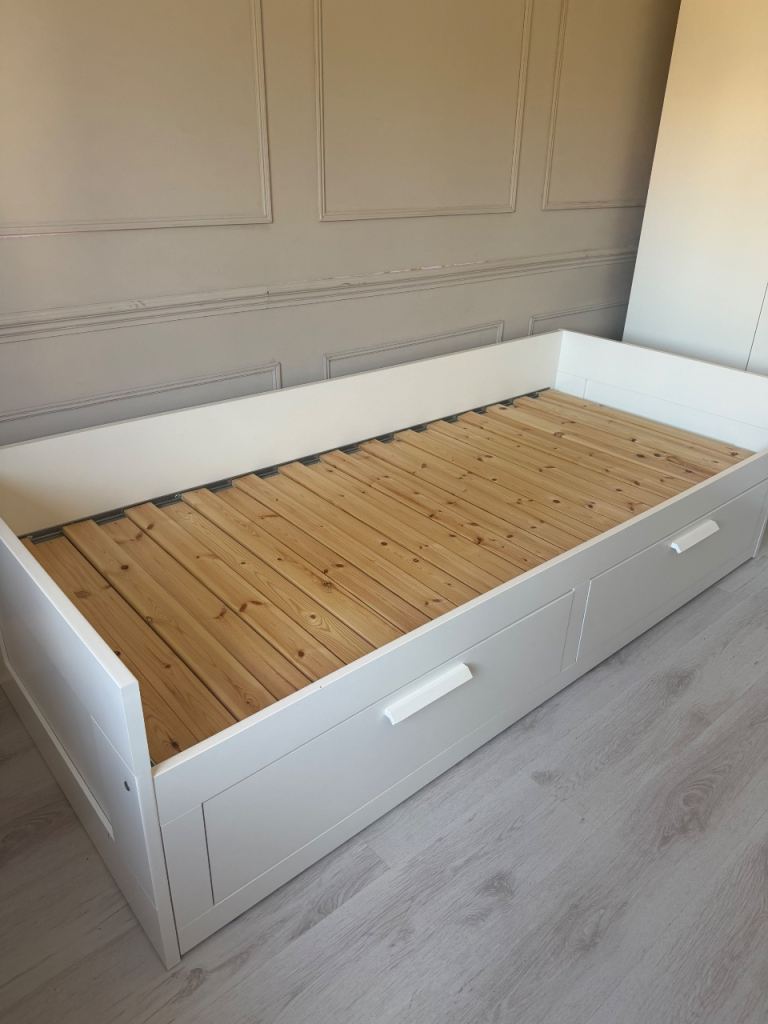 IKEA Brimnes Day Bed Frame with 2 Storage Drawers + Mattress