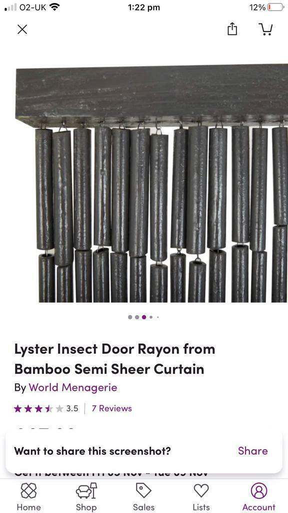 Wayfair Real bamboo door curtain grey like new