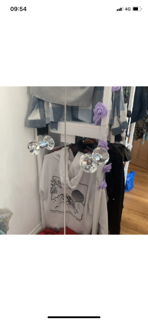 White Crystal Mirrored 3 Piece Bedroom Furniture Wardrobe Drawers Girls Bedroom