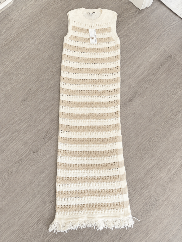 M&S New Womens Striped Knit Maxi Dress with Fringe Detail