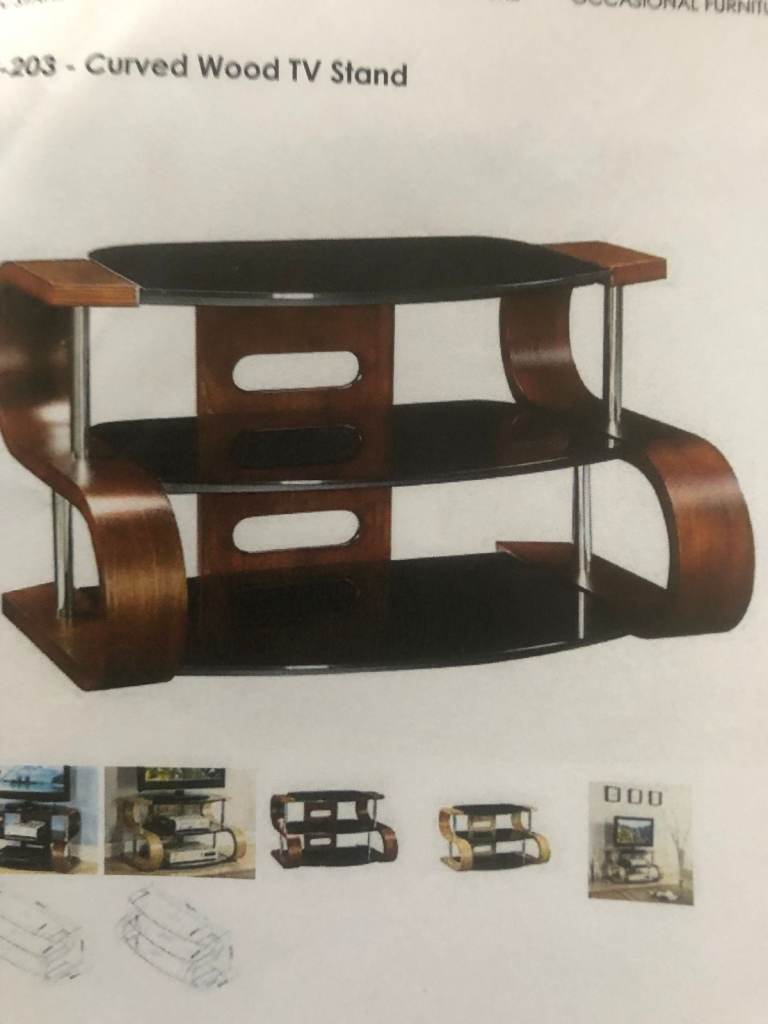JUAL SMALL WALNUT EFFECT AND BLACK GLASS TV STAND