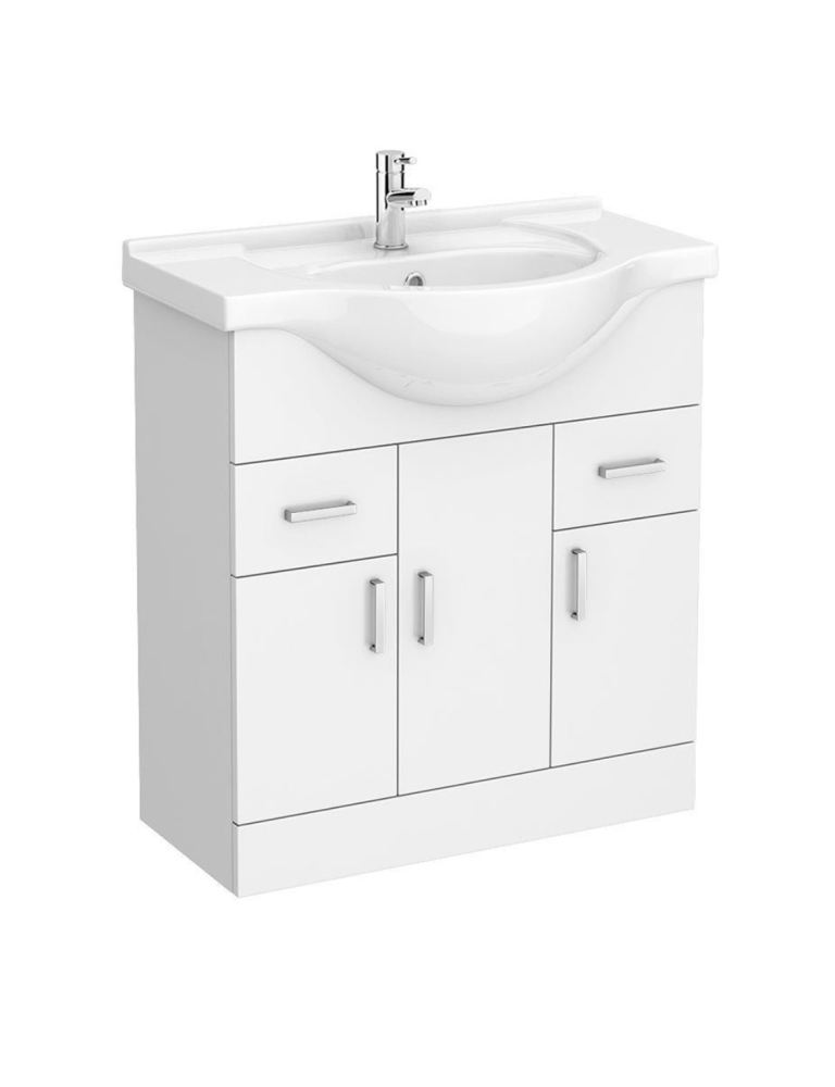 Gloss White Vanity Unit with Chrome Handles - BRAND NEW (BOXED)