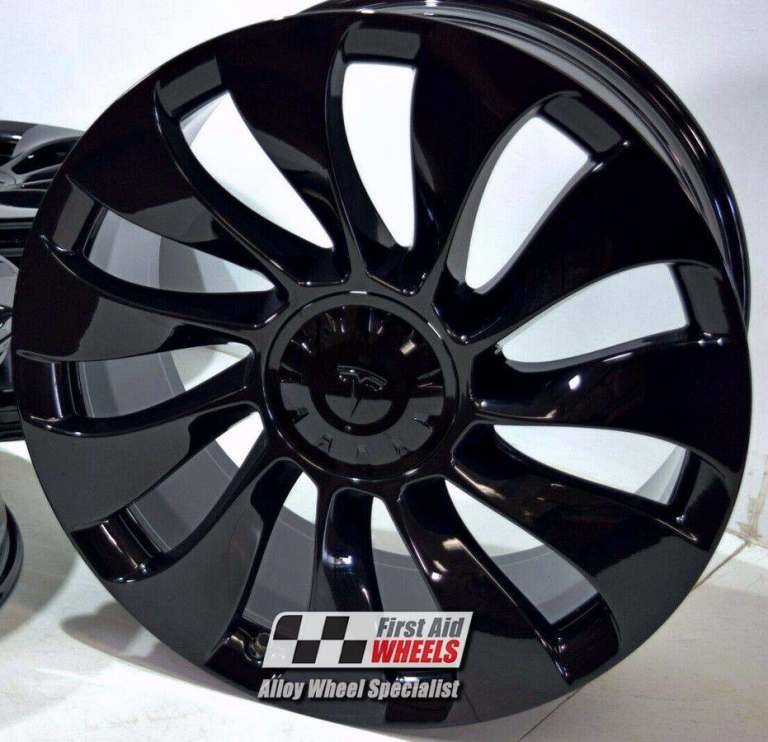 R640BG Swap TESLA Y PERFORMANCE 4x 21'' GENUINE UBERTURBINE GLOSS BLACK ALLOY WHEELS