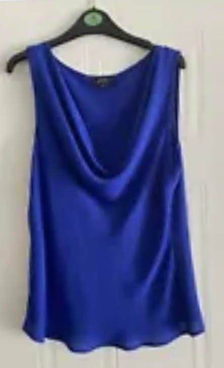 STUNNING LADIES SILKY NAVY BLUE COWL NECK TOP (Smart Casual Blouse)