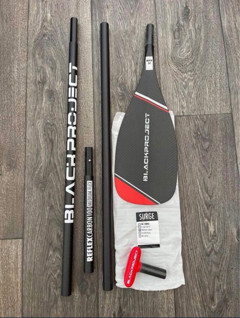 Black Project SURGE Surf paddle 3pc Reflex Carbon100 Medium Flex Small shaft Cut2Size