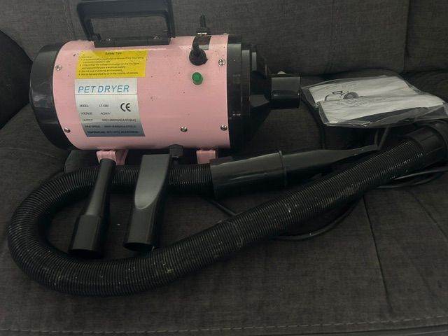 Pink Pet Dryer with Hose and Nozzles for Dog Grooming
