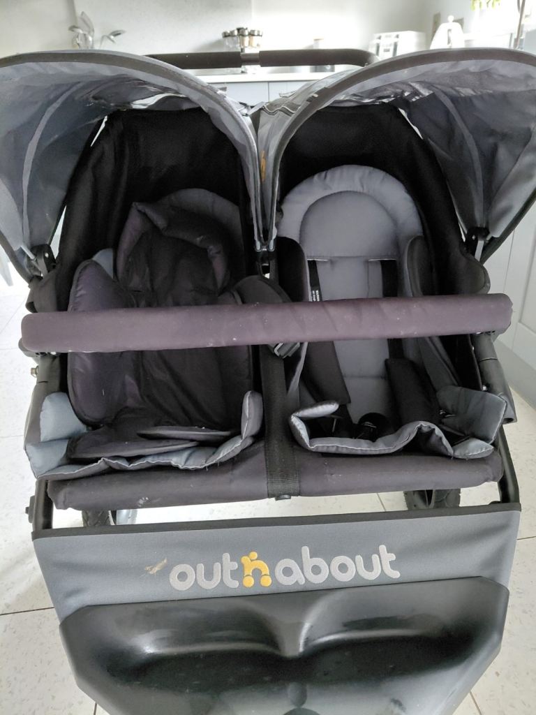 Out'n'About Nipper Double V4 Pushchair – Grey, Good Condition