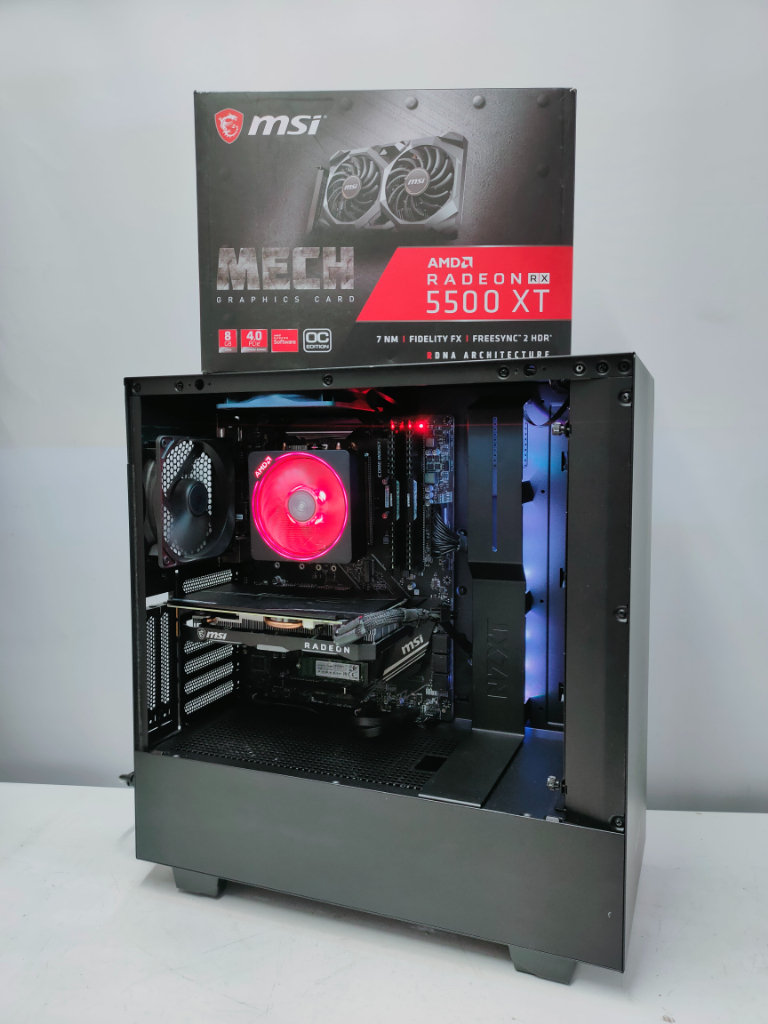 Custom Built Gaming Computer PC with Ryzen, 16GB RAM, RX 5500 XT Graphics