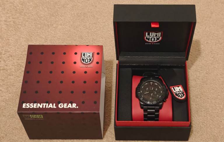 LUMINOX WATCH CHRONOGRAPH RARE BLACKOUT NAVY SEALS FULL SET PRISTINE STUNNING 