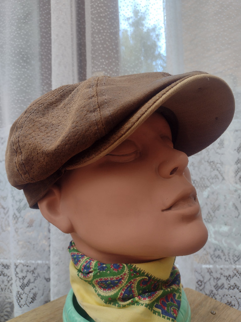STETSON BURNEY LEATHER NEWSBOY CAP