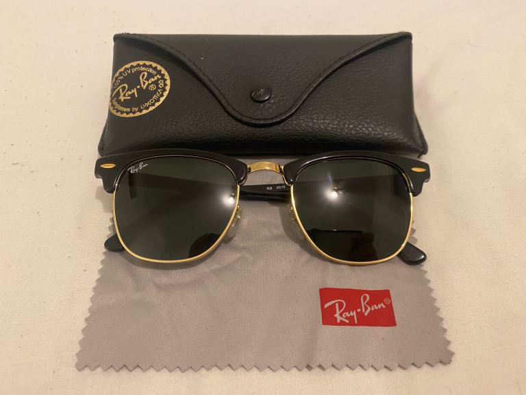 Ray Ban ‘Clubmaster’ Black & Gold Sunglasses 