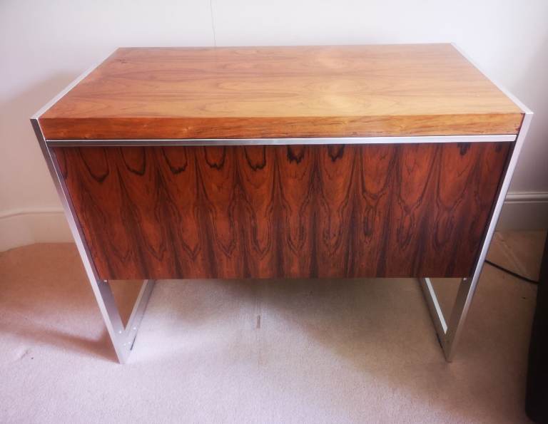 1960s Danish Rosewood and brushed chrome cabinet