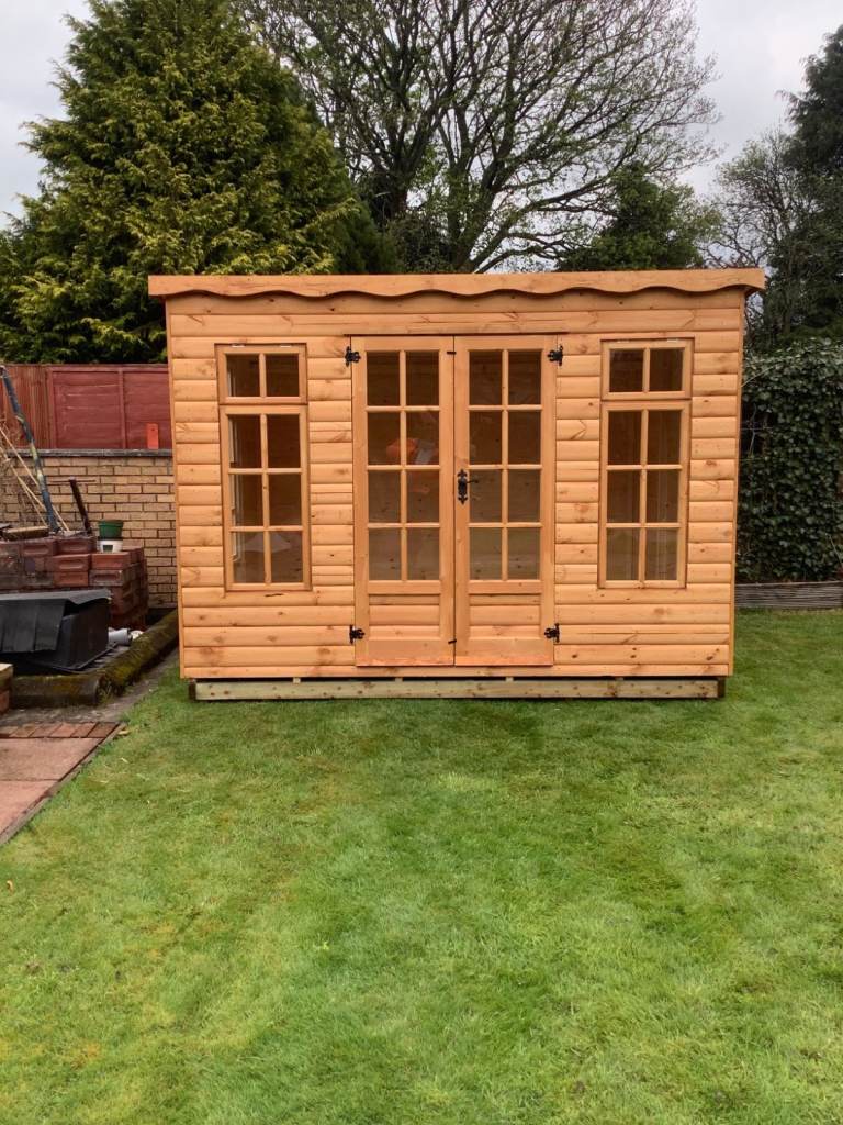 10x8 Summerhouse 20mm Log Effect With double doors SUPPLIED & FITTED FOR YOU 