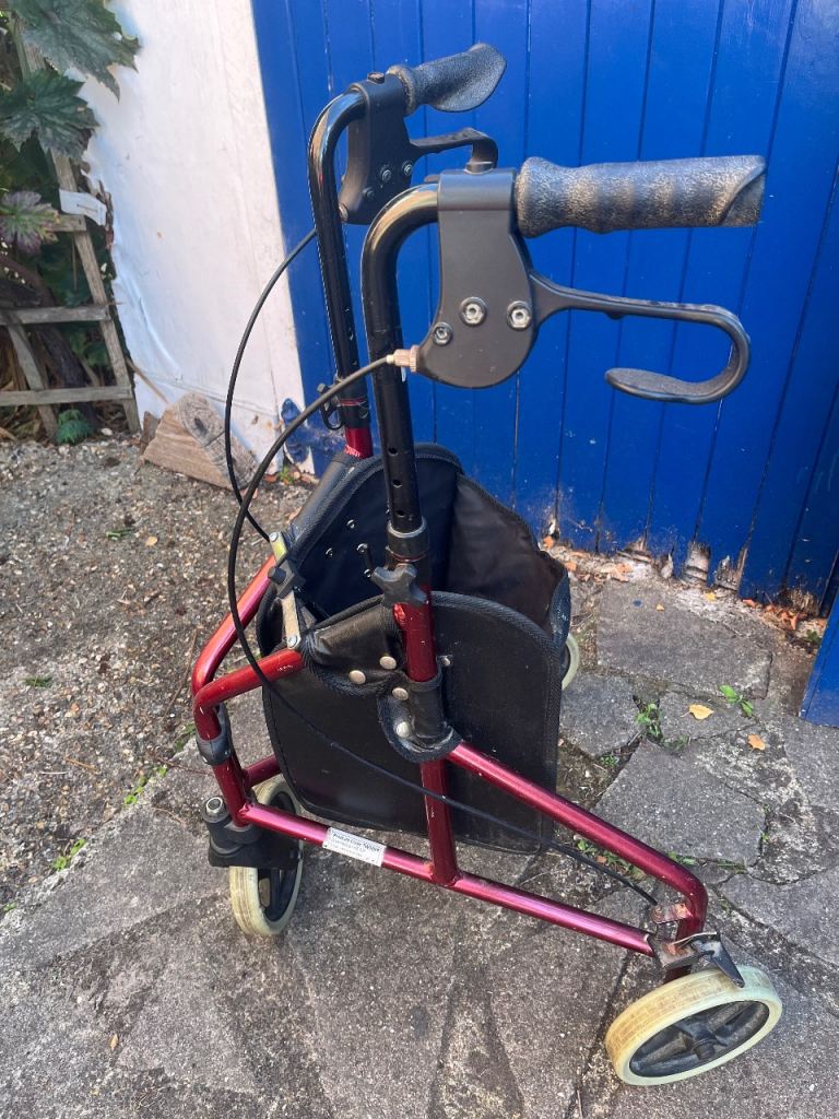 Red Mobility Folding Walker and Working Brakes