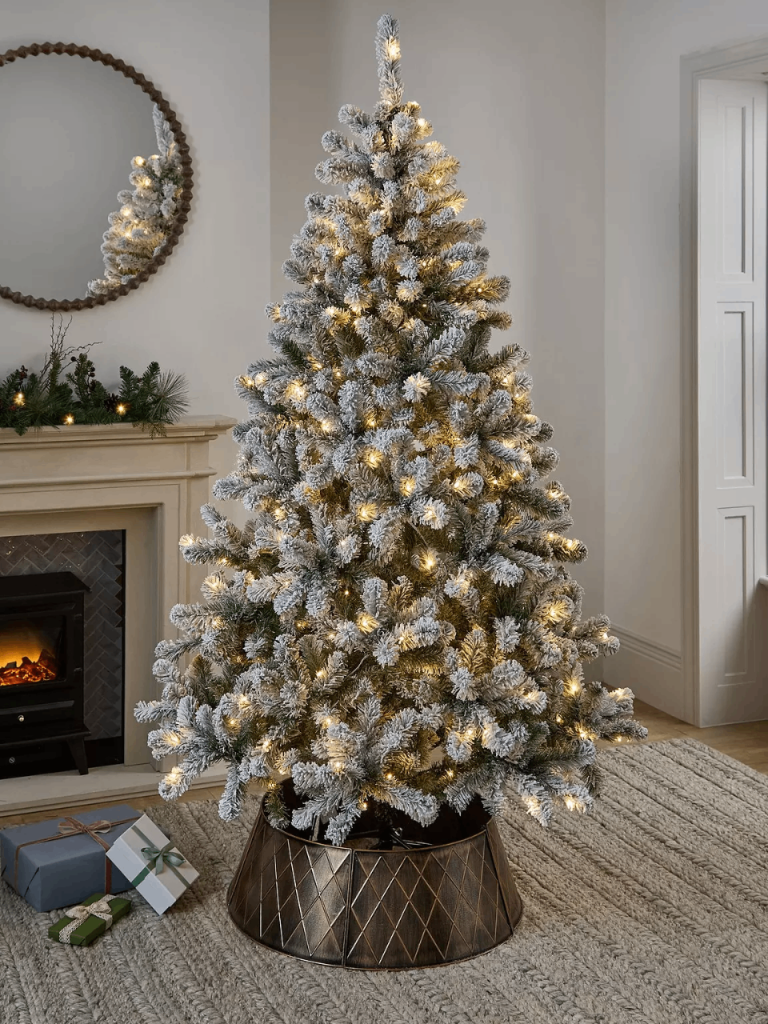 8ft Pre Lit Flocked Emperor Christmas Tree