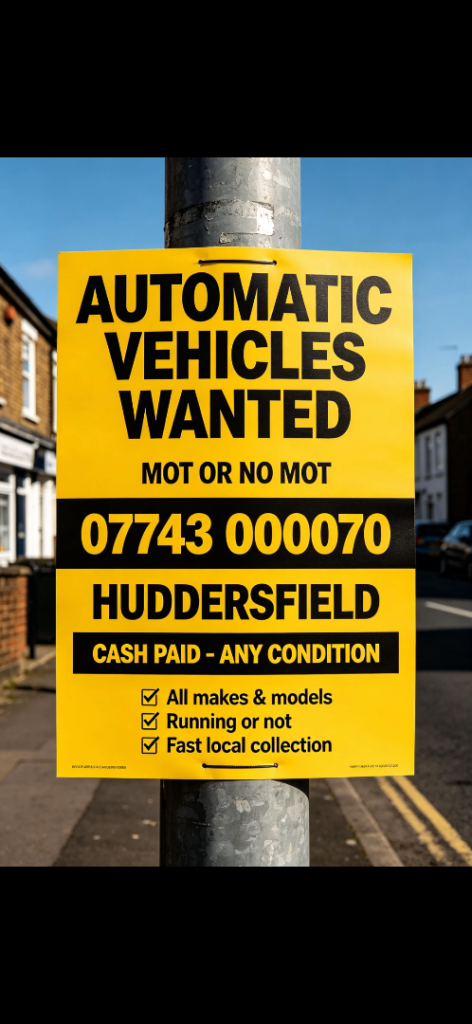Need a automatic car fir my niece cash waiting Huddersfield 