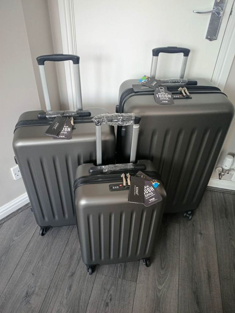 New KONO Suitcase Set (3 Sizes) – Grey Hard Shell