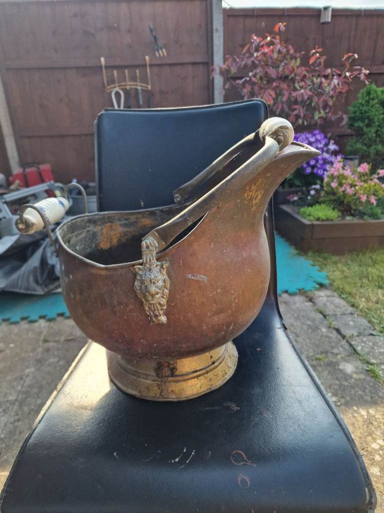 Large Antique Dutch Brass Coal Scuttle