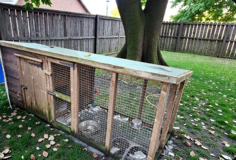 Wooden Dog Kennel / Dog Run with Secure Wire Mesh 