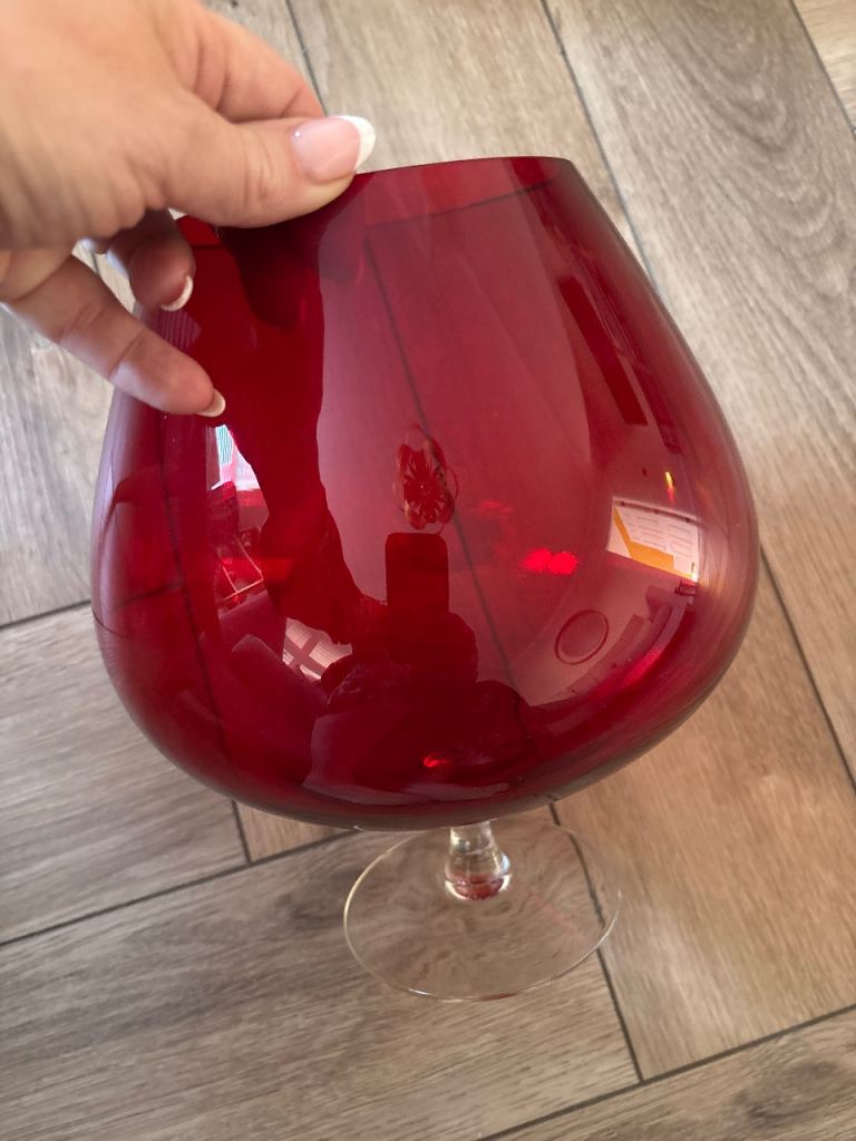 Vintage Italian Empoli red balloon vase 1960