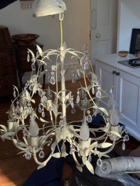 Cream Chandelier with Crystal Droplets – Laura Ashley - Very Good Condition