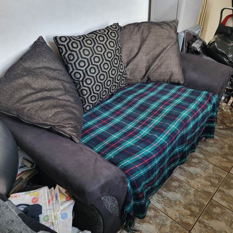 Grey Fabric Sofa - Good Condition, Comfortable