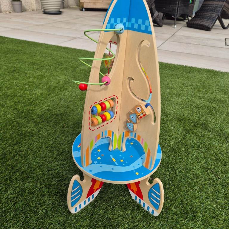 Large Wooden Rocket Activity Centre – Multicoloured, Good Condition