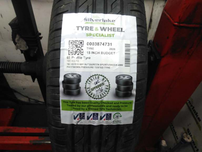 185 65 R15 88h Autogreen Sportchaser 6mm Partworn Pressure Tested Tyre