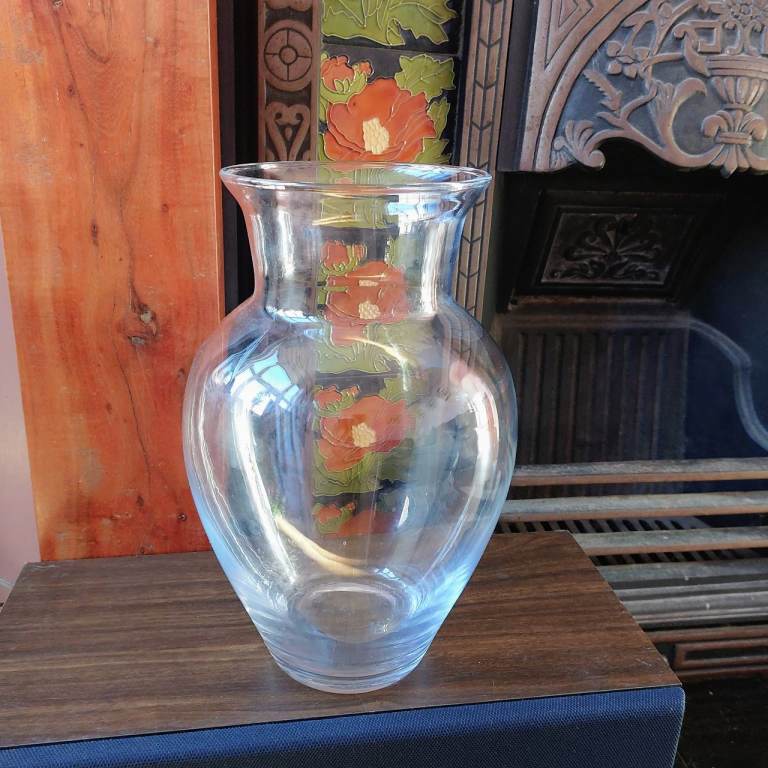 image for Large Clear Glass Urn Vase 