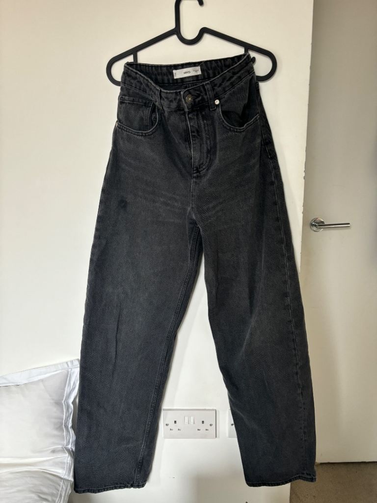 Mango Black cotton high waist balloon jeans