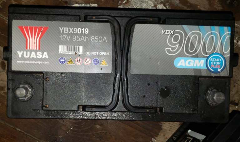 YUASA YBX9019 9000 AGM 12v 95Ah 850A Start Stop Battery in excellent tested condition 95% life 