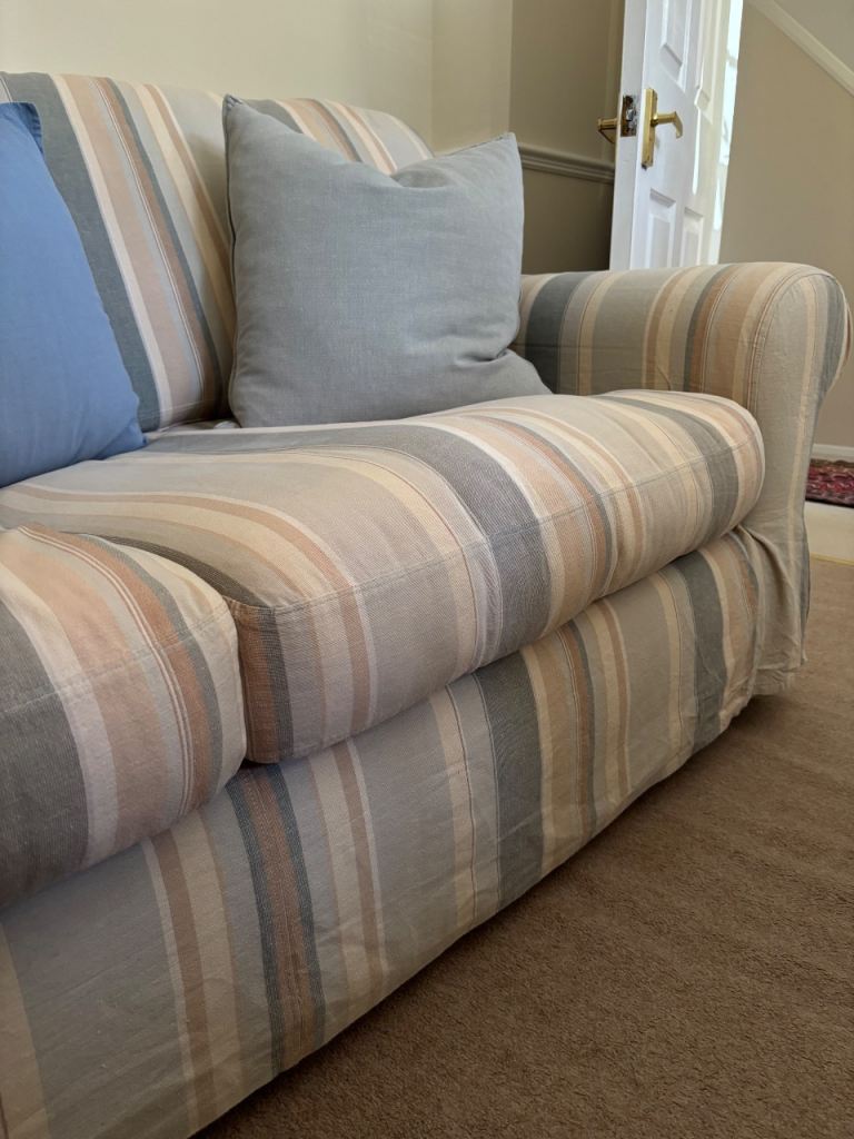 Tetrad 3 Seater Grand Sofa - Cream & Light Green Stripes 