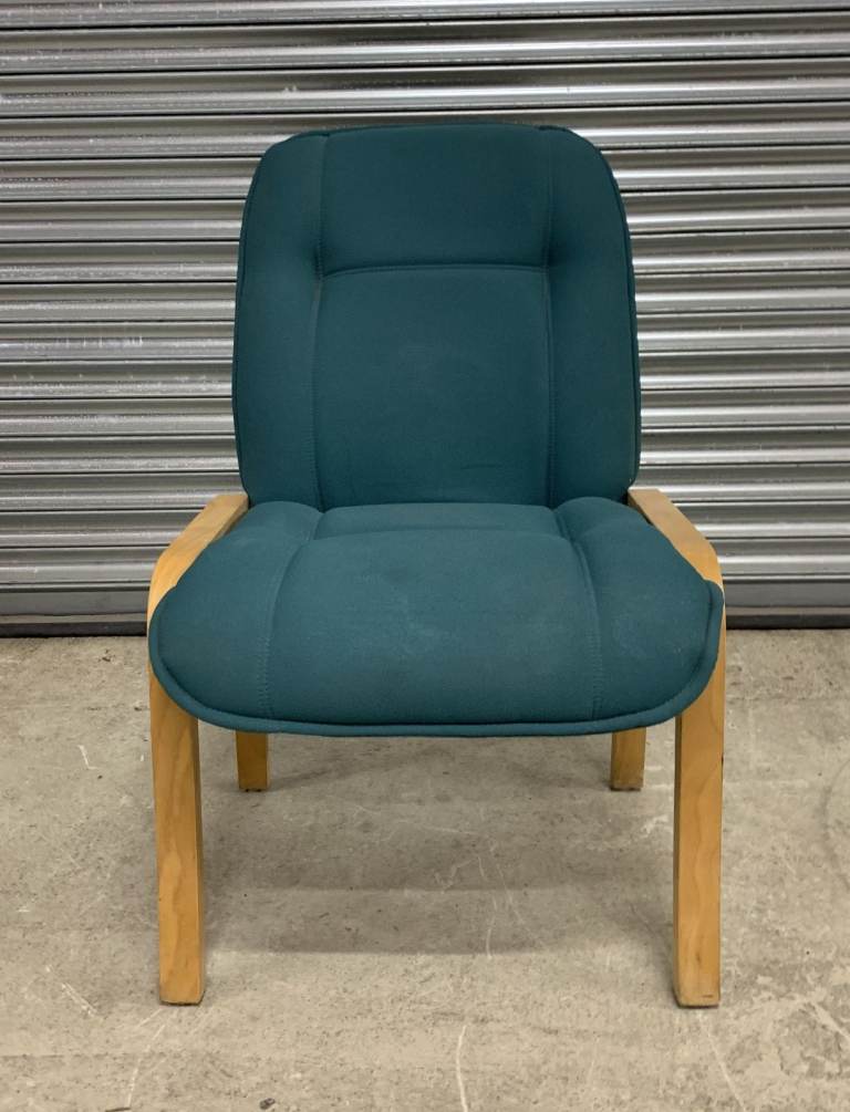 Green Reception Chair with Wood Frame SO-1142