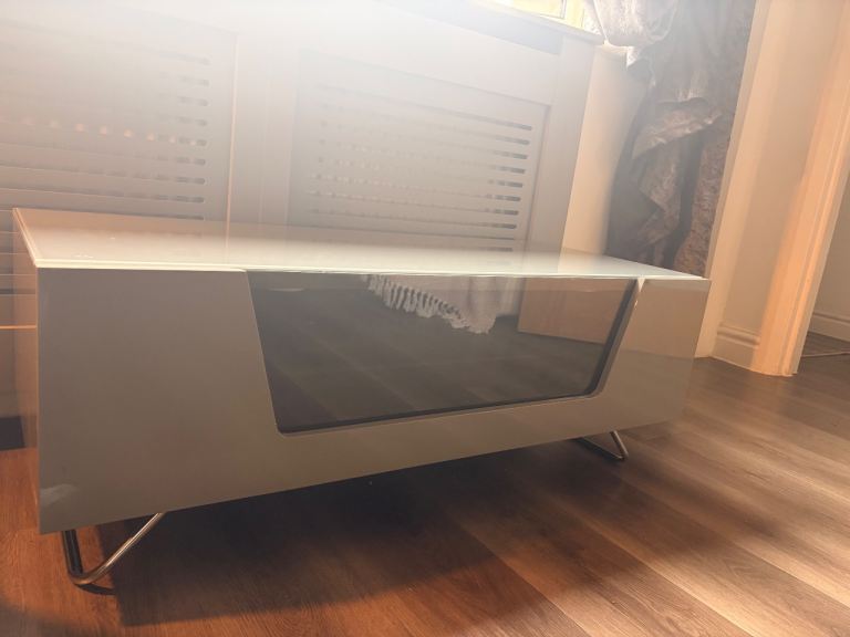 Grey Gloss TV Unit with Glass Front – Fair Condition