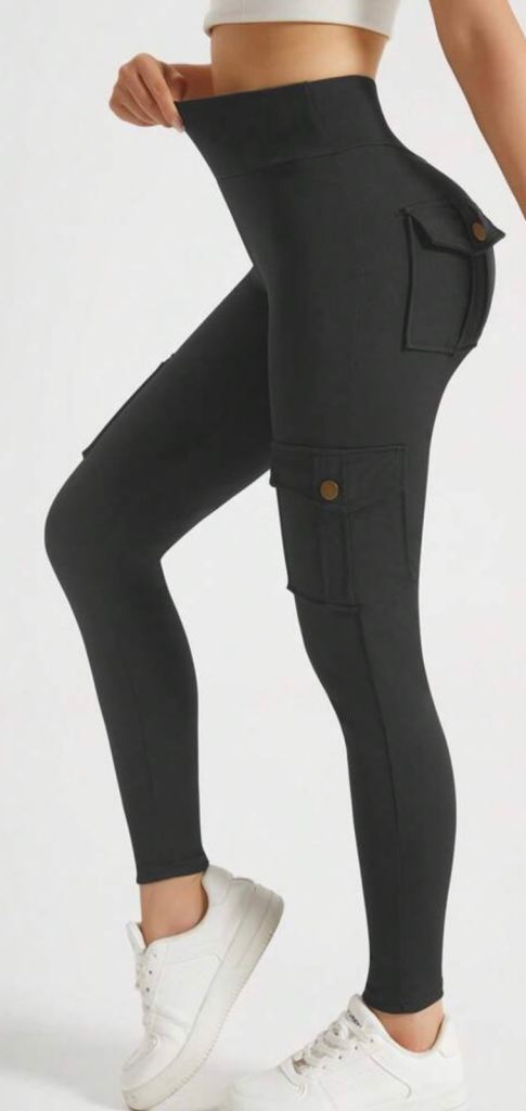 New Size Small Will Fit Size 10,12,14 Dark Grey Cargo Style Leggings 