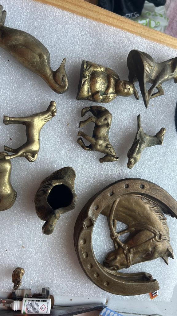 Job Lot of Vintage Lighters and Brass Figurines