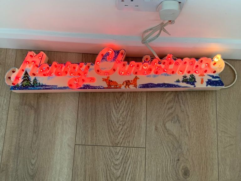 Vintage Merry Christmas Light-Up Sign – Good Condition
