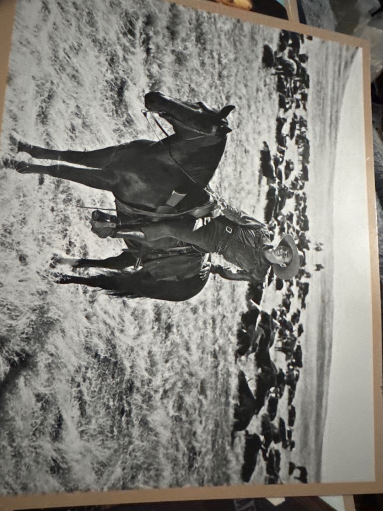 Errol Flynn in dodge city photo on card repro 