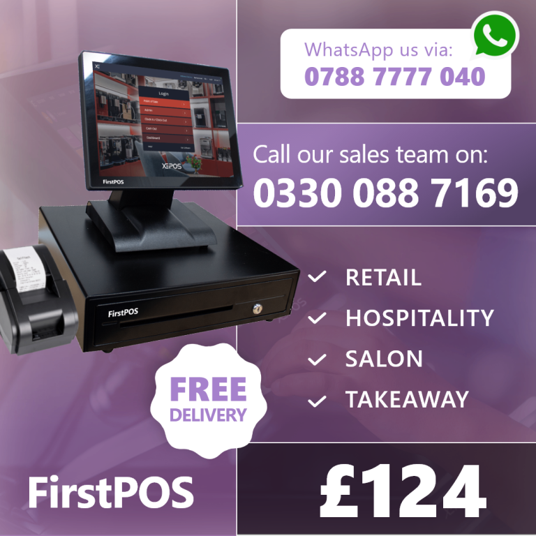  15 Inch Touchscreen EPOS POS Cash Register Till System for Retail, Hospitality, Takeaway and Salon