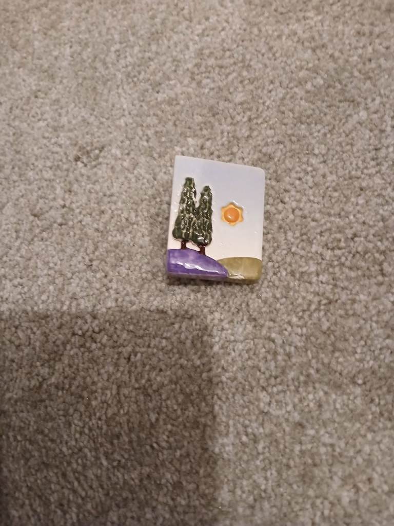Lovely Small Ceramic Brooch – Hand-Painted Landscape
